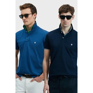 Logolu Pamuklu Comfort Fit Düğmeli Polo Yaka 2'li T Shirt Erkek T Shirt 111040206S2