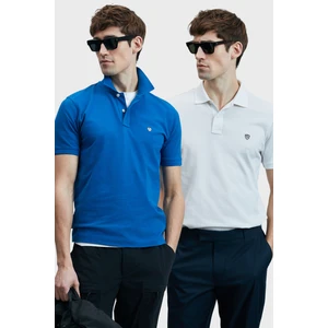 Logolu Pamuklu Comfort Fit Düğmeli Polo Yaka 2'li T Shirt Erkek T Shirt 111040206S2