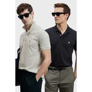 Logolu Pamuklu Comfort Fit Düğmeli Polo Yaka 2'li T Shirt Erkek T Shirt 111040206S2