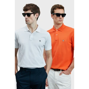 Logolu Pamuklu Comfort Fit Düğmeli Polo Yaka 2'li T Shirt Erkek T Shirt 111040206S2
