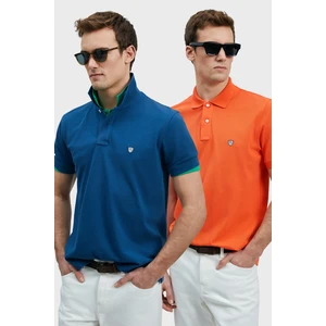 Logolu Pamuklu Comfort Fit Düğmeli Polo Yaka 2'li T Shirt Erkek T Shirt 111040206S2