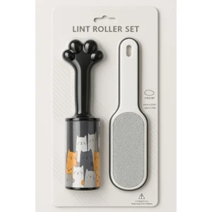 2'li Tüy Toplama Seti Kıyafet Mobilya Evcil Hayvanlar İçin Toz Tiftik Saç Toplayıcı Fırça ve Yapışkanlı Rulo