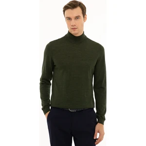 Erkek Haki Slim Fit Yarım Balıkçı Basic Triko Kazak 50229754-VR027