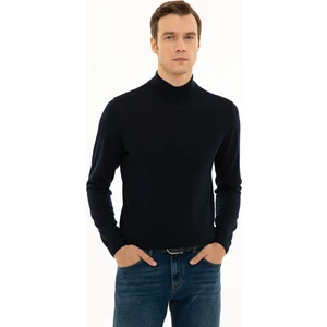 Erkek Lacivert Slim Fit Yarım Balıkçı Basic Triko Kazak 50229754-VR033