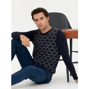 Erkek Lacivert Slim Fit Bisiklet Yaka Triko Kazak 50234971-VR033