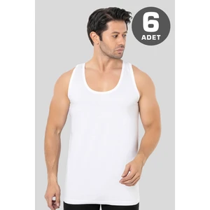 Erkek Beyaz Atlet 6'lı Paket %100 Pamuk Penye Rahat ve Normal Kesim İç Giyim