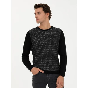 Erkek Siyah Slim Fit Bisiklet Yaka Triko Kazak 50234954-VR046