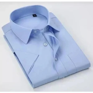 Erkek Klasik Kesim Dakron Kumaş Tek Cepli Kısa Kol Gömlek