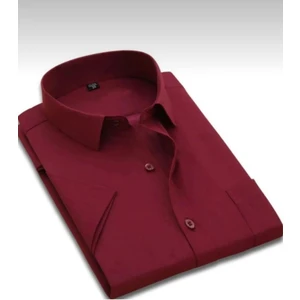 Erkek Klasik Kesim Dakron Kumaş Tek Cepli Kısa Kol Gömlek