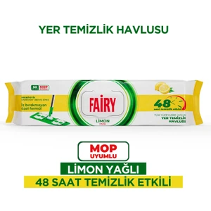 Çok Amaçlı Mop Uyumlu Yer Temizlik Havlusu 50 Yaprak | Limon Yağlı | Beyaz Sirke Karbonat