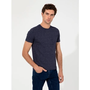Erkek Lacivert Bisiklet Yaka Slim Fit T-Shirt 50240270-VR033