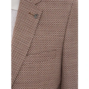 Erkek Kahverengi Slim Fit Yün Keten Ceket 50233097-VR163