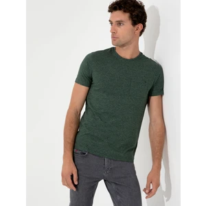 Erkek Koyu Yeşil Bisiklet Yaka Slim Fit T-Shirt 50240270-VR079