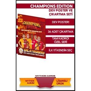 Mythos Cards Galatasaray 2024-25 Champions Edition Poster ve Çıkartma Seti 36 Adet