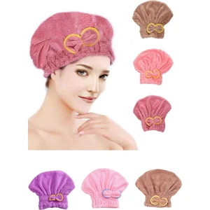 Çarşı Hanem Saç Kurutma Bonesi Kafa Havlusu Duş Bonesi Islak Saç Kurulama Bonesi Mikrofiber 1 Adet