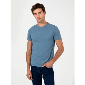 Erkek İndigo Bisiklet Yaka Slim Fit T-Shirt 50240270-VR028