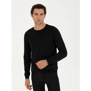 Erkek Siyah Slim Fit Bisiklet Yaka Basic Triko Kazak 50245040-VR046