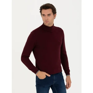 Erkek Bordo Slim Fit Pamuk Karışımlı Balıkçı Yaka Basic Triko Kazak 50245058-VR014