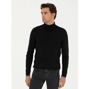 Erkek Siyah Slim Fit Balıkçı Yaka Basic Triko Kazak 50245058-VR046