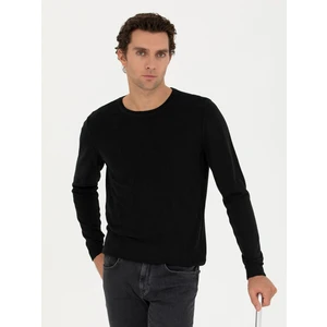 Erkek Siyah Slim Fit Bisiklet Yaka Triko Kazak 50241779-VR046