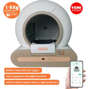 Groove Ti+ 65L Wi-Fi Otomatik Akıllı Kedi Tuvaleti Kahverengi (Ultra Sessiz+App Kontrol+Akıllı Sensör+Uv Filtre)