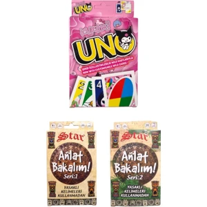 Kuromi Uno ve Anlat Bakalım Seri 1 ve Seri 2 Oyun Kartları - 3 Lü Set