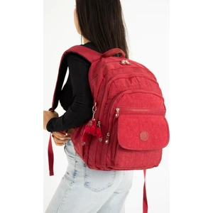 Fcstore Krinkıl Kumaş Suya Dayanıklı Büyük Boy Kırmızı Klinkır Sırt Çantası/laptop Seyahat Okul