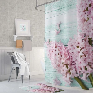 Banyo Perdesi 1x180x200 Tek Kanat Duş Perdesi Halka Hediyeli Duşakabin Perdesi Lilac