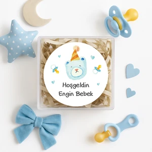 Repro Design 4 cm Kişiselleştirilebilir Hoşgeldin Bebeğim Temalı 24 Adet Etiket Model-1