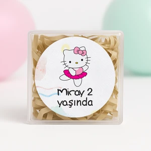 Repro Design Kişiye Özel Hello Kitty Doğum Günü Temalı Baskılı Yapışkanlı Etiket 4 Cm Yuvarlak 24 Adet Model 3