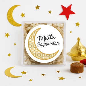 Repro Design Mutlu Bayramlar 4 Cm Yapışkanlı Etiket 24 Adet, Hediye Paketi Etiketi