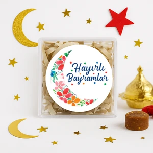 Repro Design Hayırlı Bayramlar  Baskılı 4 cm Yuvarlak Etiket 24 Adet No:31