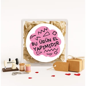 Repro Design Bu Ürün El Yapımıdır Baskılı 4 cm Yuvarlak Etiket 24 Adet