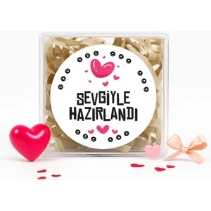 Repro Design Sevgiyle Hazırlandı Baskılı 4 cm Yuvarlak Etiket 24 Adet