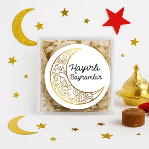 Repro Design Hayırlı Bayramlar  Baskılı 4 cm Yuvarlak Etiket 24 Adet