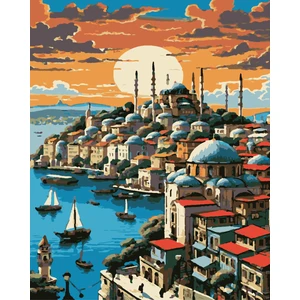 Sayılarla Boyama Kasnaklı Tablo Seti Fırça Boya Dahil 40X50 Istanbul