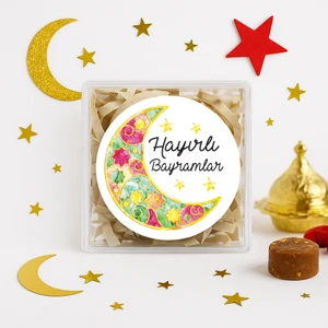 Repro Design Hayırlı Bayramlar  Baskılı 4 cm Yuvarlak Etiket 24 Adet