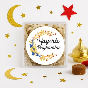 Repro Design Hayırlı Bayramlar 4 cm Opak Yapışkanlı Sticker  24 Adet ( Suya Dayanıklı )