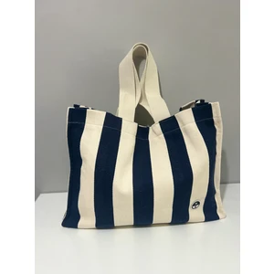 Çizgili Kanvas Plaj Çantası 