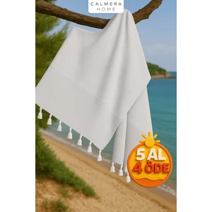 Calmera Home Çizgili Peştemal | Pamuk - Doğal Saçaklı | Plaj, Havuz, Spa, Hamam, Sauna, Spor, Seyahat Havlusu - Gri