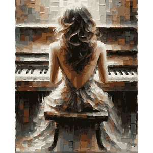 Sayılarla Boyama Kasnaklı Tablo Seti Fırça Boya Dahil 40X50 Piyano