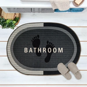 Soft Bathroom Oval Sihirli Banyo Paspası - Antrasit - 50x70 cm