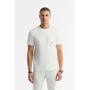 Erkek Regular Fit Ekru Bisiklet Yaka Baskılı Bi-Stretch İnterlok T-Shirt A51Y1161