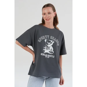 Ayıcık Baskılı Oversize Tişört