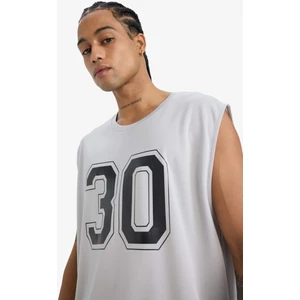 Hızlı Kuruyan Nefes Alabilen Boxy Fit Bisiklet Yaka Baskılı Sporcu Atlet E4392AX25HS