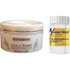 Three Brand Whitening Cream 100 ml Arnavut Kremi Aklık Kremi  + Russıan Glare Tüy Dökücü Azaltıcı Merhem 50 ml 1