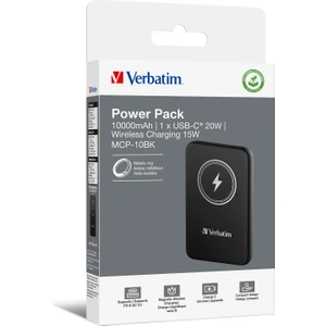 Magsafe 10000 Mah Manyetik Kablosuz Powerbank Verbatim 10000MAH Manyetik Kablosuz Şarj - Siyah