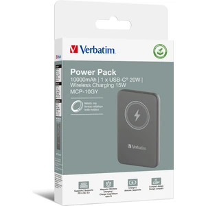 Magsafe 10000 Mah Manyetik Kablosuz Powerbank Verbatim 10000MAH Manyetik Kablosuz Şarj - Gri