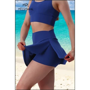 Mini Şort Etek Görünümü Etek Içi Şortlu Cepli Spor Tasarım Tenis Deniz Havuz Fitness Mavi 1107