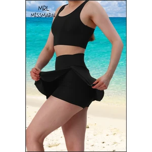 Mini Şort Etek Görünümü Etek Içi Şortlu Cepli Spor Tasarım Tenis Deniz Havuz Fitness SIYAH1107